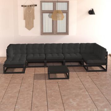 Set mobilier de grădină cu perne, 8 piese, lemn masiv pin