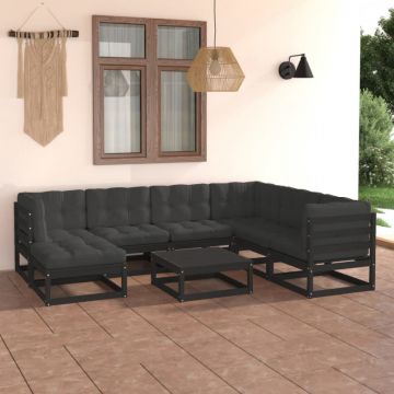 Set mobilier de grădină cu perne, 8 piese, lemn masiv pin
