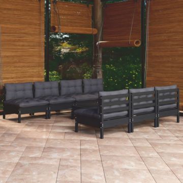 Set mobilier de grădină cu perne antracit, 8 piese, lemn pin