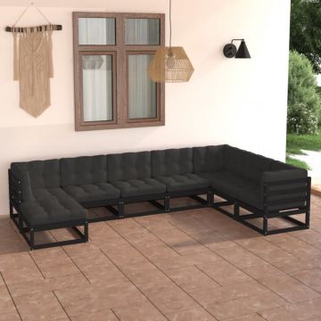 Set mobilier de grădină din 8 piese, lemn masiv de pin