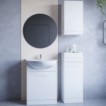 Mobilier de baie cu oglindă NEPPA Alb Laminat