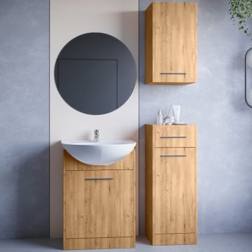 Mobilier de baie cu oglindă NEPPA Stejar Artizanal