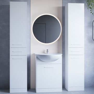 Mobilier de baie cu oglindă SLIDO MAX LED Alb Laminat