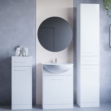 Mobilier de baie cu oglindă SLIDO MINI Alb Laminat