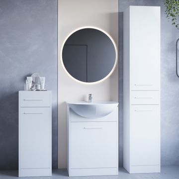 Mobilier de baie cu oglindă SLIDO MINI LED Alb Laminat
