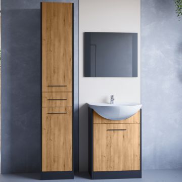 Mobilier de baie NICO LONG Negru/ Stejar Artisan