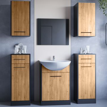 Mobilier de baie NICO MAX Negru/ Stejar Artisan