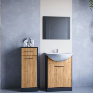 Mobilier de baie NICO MINI Negru/ Stejar Artisan
