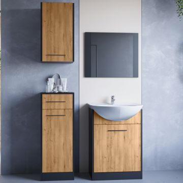 Mobilier de baie NICO Negru/ Stejar Artisan