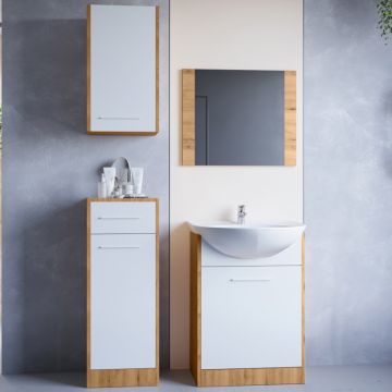 Mobilier de baie NICO Stejar Artisan/ Alb