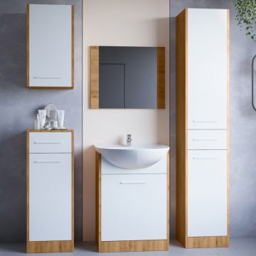 Mobilier de baie SLIM Stejar Artisan/ Alb