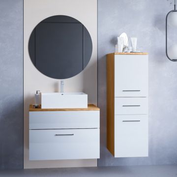 Mobilier pentru baie BUSTO Stejar Artisan/ Alb Lucios