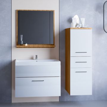 Mobilier pentru baie TIPO MINI Stejar Artisan / Alb Lucios