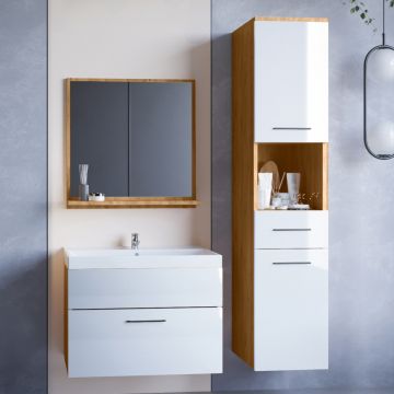 Mobilier pentru baie TIPO Stejar Artisan / Alb Lucios