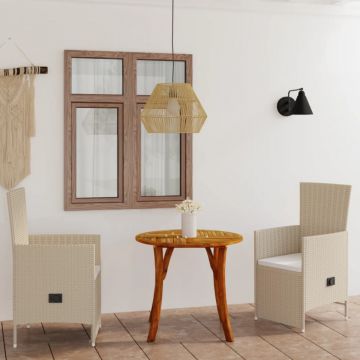 Set de masă pentru grădină, 3 piese, bej