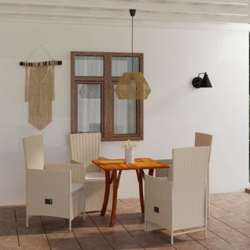 Set de masă pentru grădină, 5 piese, bej