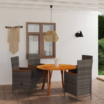 Set de masă pentru grădină, 5 piese, gri