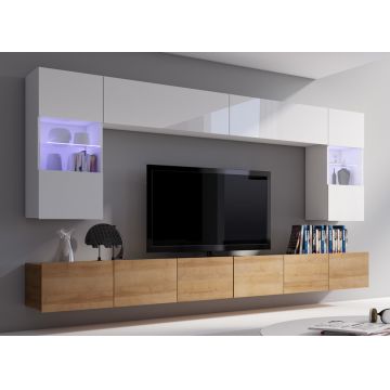 Set de mobilier CALABRIA 1 Alb / Stejar Auriu