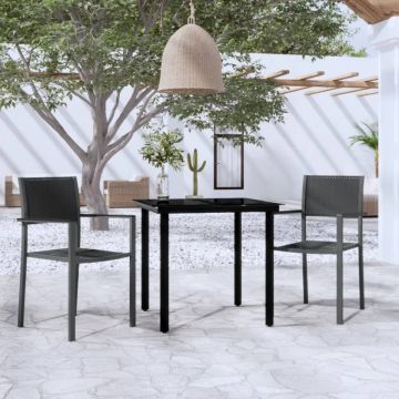 Set de mobilier de grădină, 3 piese, negru