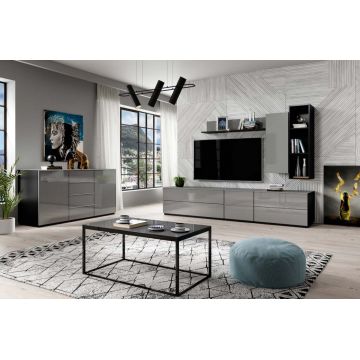 Set de mobilier HELIO 1 Negru / Sticlă Gri