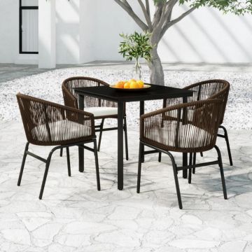 Set de mobilier pentru grădină, 5 piese, maro