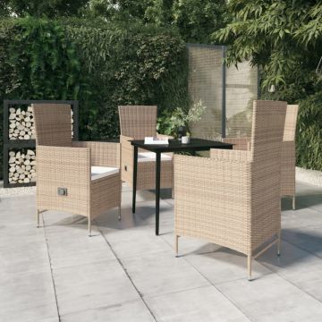 Set de mobilier pentru grădină cu perne, 5 piese, bej