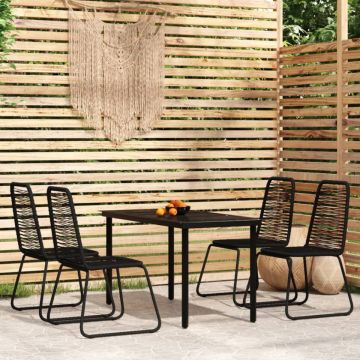 Set de servit masa pentru grădină, 5 piese, negru