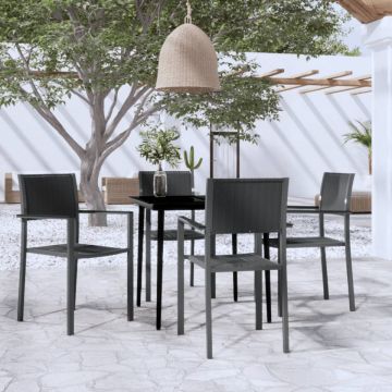 Set de servit masa pentru grădină, 5 piese, negru