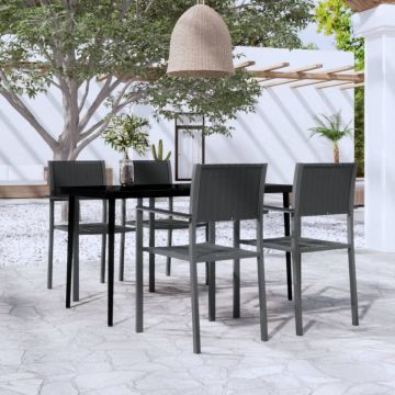 Set de servit masa pentru grădină, 5 piese, negru