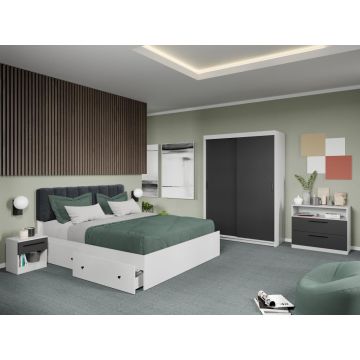 Set dormitor Odin Alb/Antracit C08