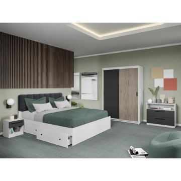 Set dormitor Odin Alb/Antracit/San Remo C10
