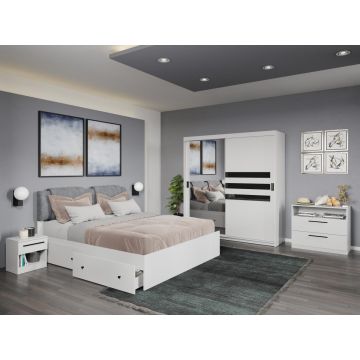 Set dormitor Ruben Alb cu oglinda C16