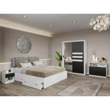 Set dormitor Ruben Alb/Ferrara cu oglinda C01