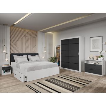 Set dormitor Zeno Alb/Antracit C07