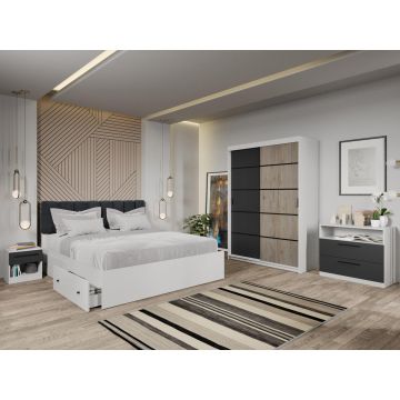 Set dormitor Zeno Alb/Antracit/San Remo C09