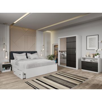 Set dormitor Zeno Alb/Ferrara cu oglinda C04