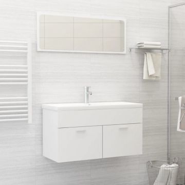 Set mobilier de baie, alb, lemn prelucrat