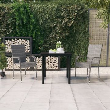 Set mobilier de grădină, 3 piese, gri și negru