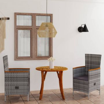 Set mobilier de grădină, 3 piese, gri