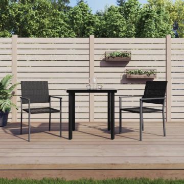 Set mobilier de grădină, 3 piese, poliratan și oțel