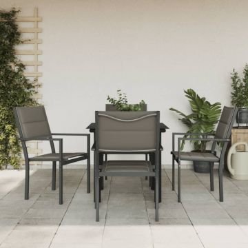 Set mobilier de grădină, 5 piese, negru, oțel și textilenă