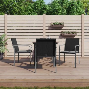 Set mobilier de grădină cu perne, 5 piese, poliratan și oțel