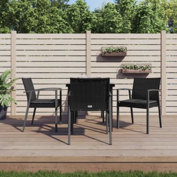 Set mobilier de grădină cu perne, 5 piese, poliratan și oțel