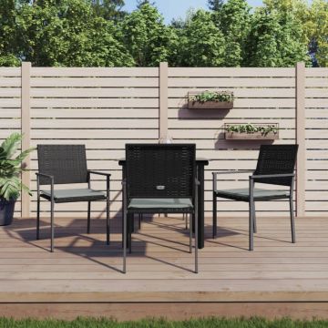 Set mobilier de grădină cu perne, 5 piese, poliratan și oțel