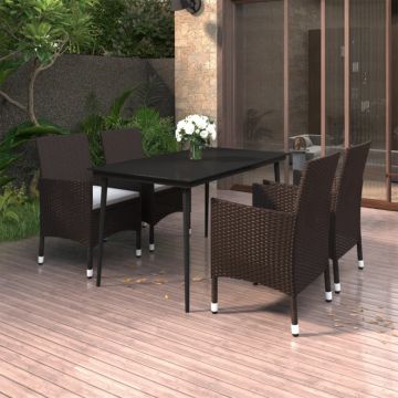 Set mobilier de grădină cu perne 5 piese poliratan & sticlă