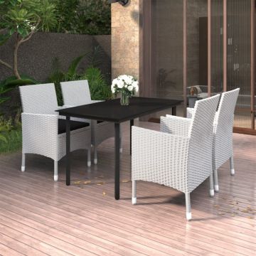 Set mobilier de grădină cu perne 5 piese poliratan & sticlă
