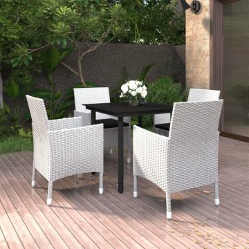 Set mobilier de grădină cu perne 5 piese poliratan & sticlă