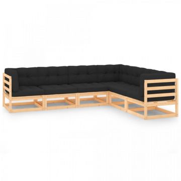 Set mobilier de grădină cu perne, 6 piese, lemn masiv de pin