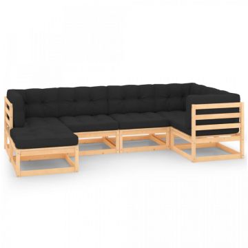 Set mobilier de grădină cu perne, 6 piese, lemn masiv de pin