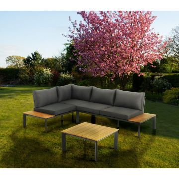 Set mobilier de grădină gri/în culoare naturală din aluminiu pentru trei persoane Kamari – Tomasucci